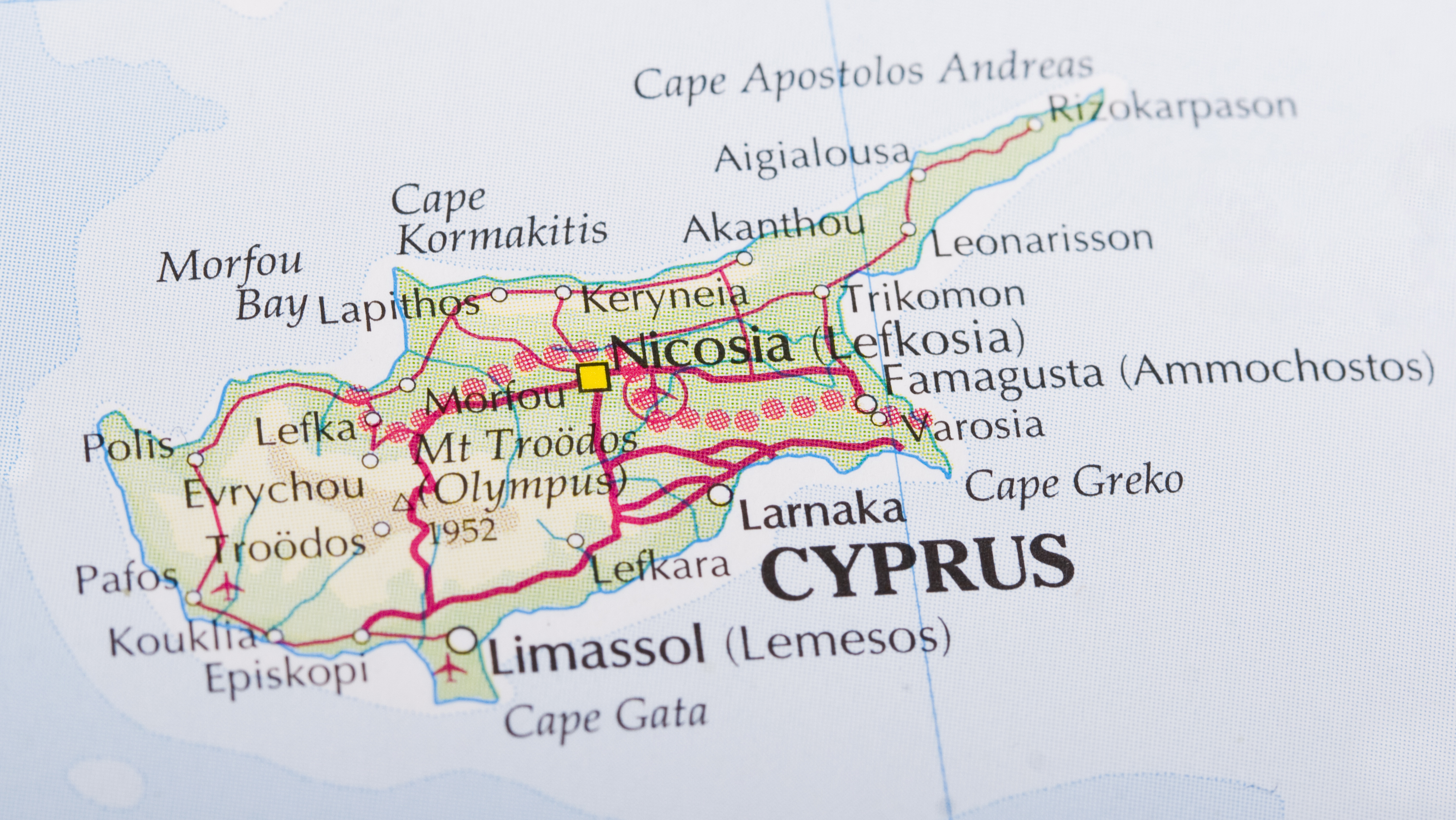 Карта Кипра, где можно открыть офшор