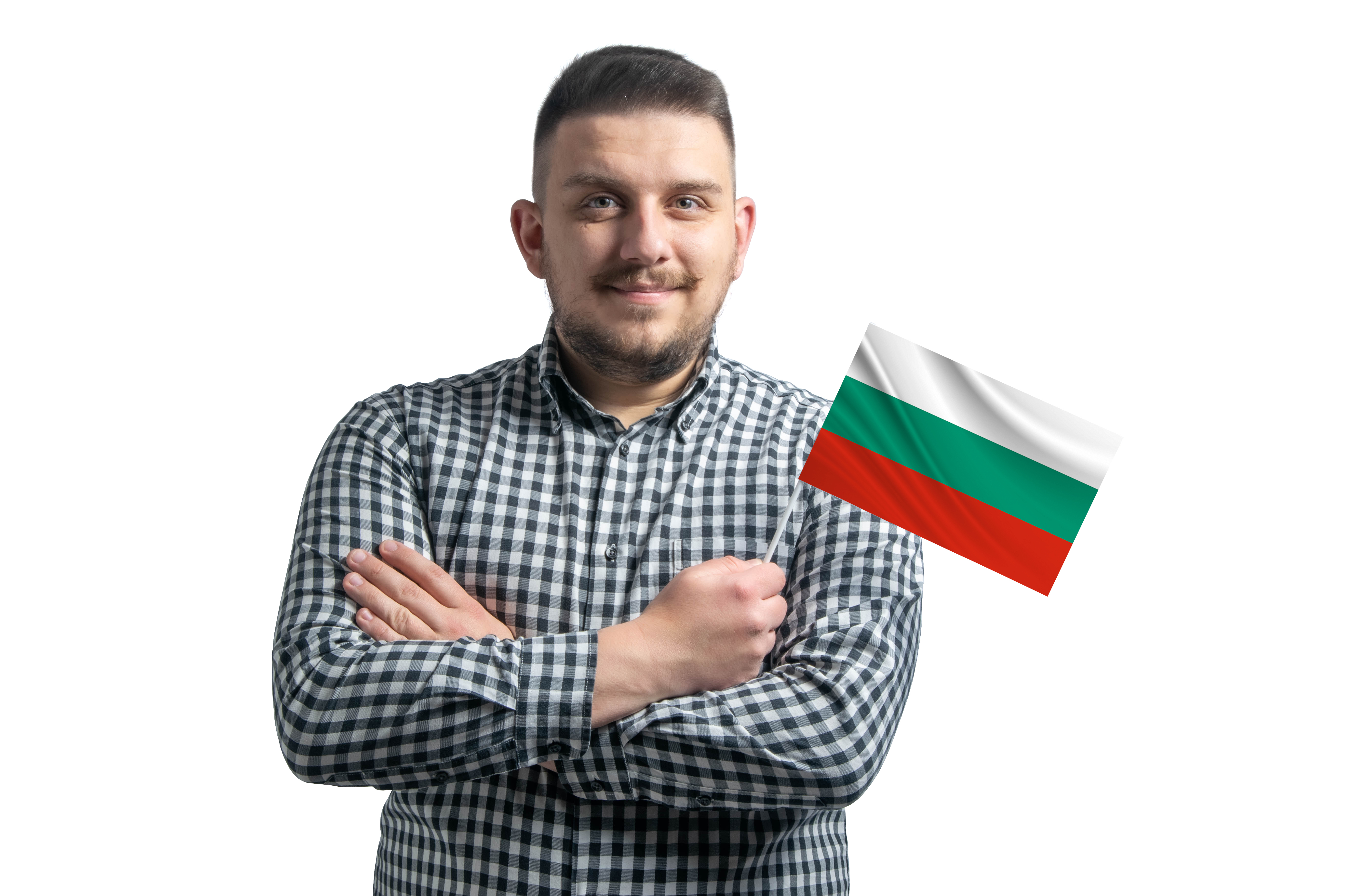Мужчина с флагом Болгарии, паспорт которой можно получить согласно отзывам